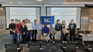 Professor Akio Wakejima with attendees after his seminar on GaN HEMT technology and power applications