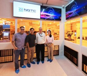 NSTIC GaN and IMDA team discussion at cleanroom lobby