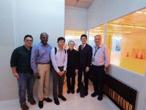 Group photo of NSTIC (GaN) and Matsuda Sangyo during facility tour.