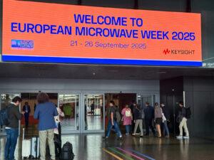 Entrance to European Microwave Week 2025 in Utrecht, welcoming global radio frequency and semiconductor professionals.
